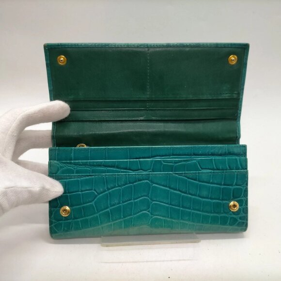 Prada Long Wallet Green Leather 4723031 - Picture 4 of 9